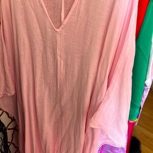 FABULOUS PINK COTTON Front slit amazing CLASSIC cut KAFTAN
